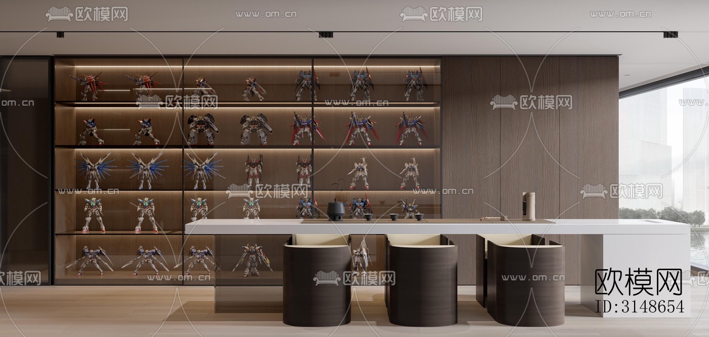 现代大平层效果图下载（渲染图14）