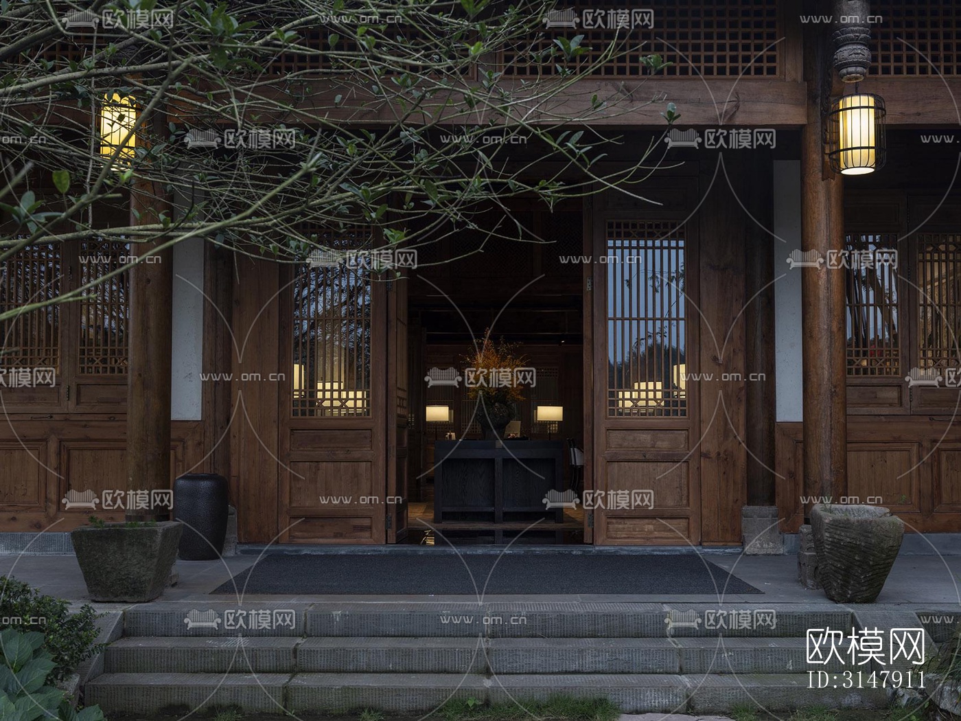 中式酒店民宿效果图下载（渲染图19）