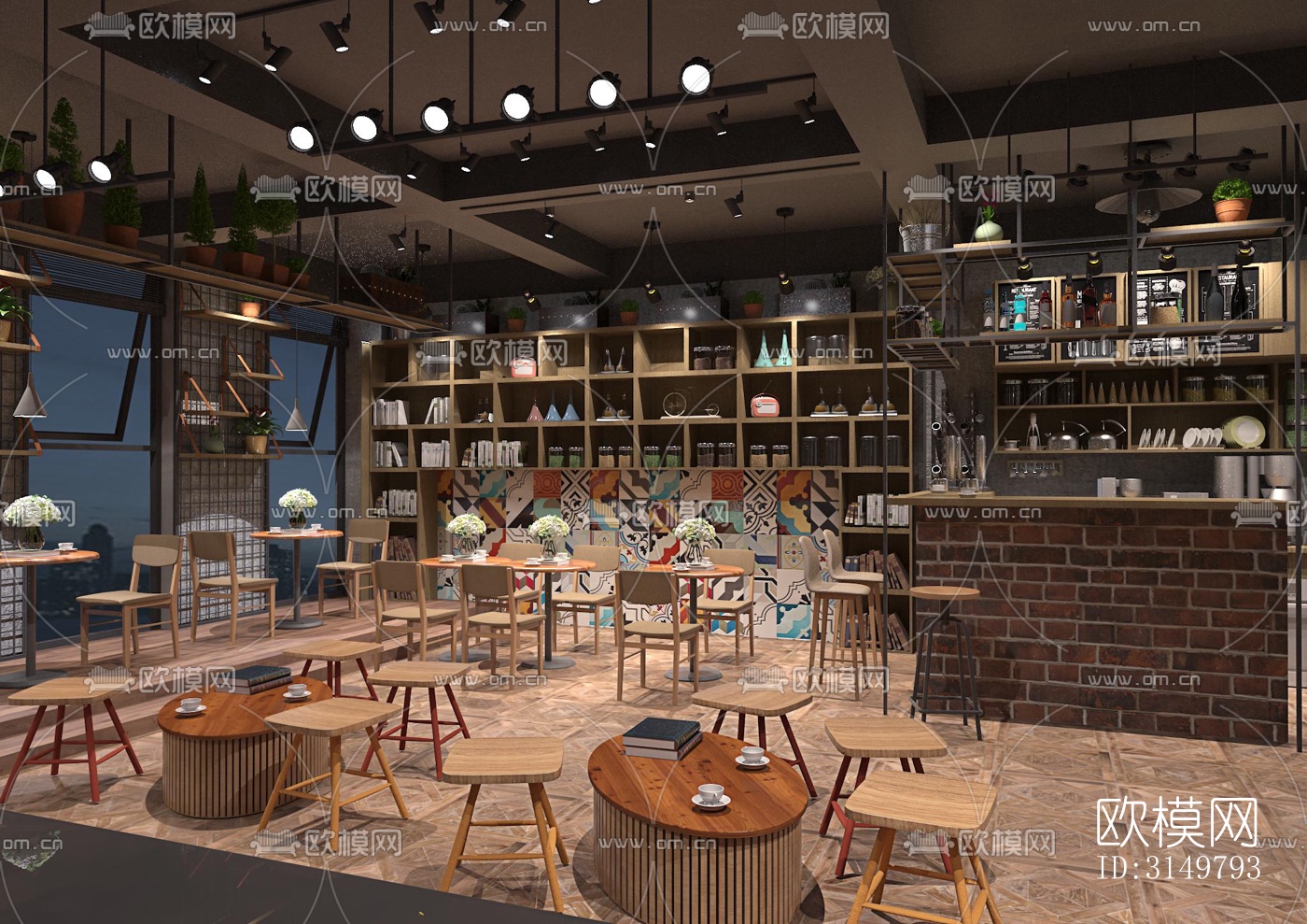 工业风咖啡奶茶效果图下载（渲染图5）