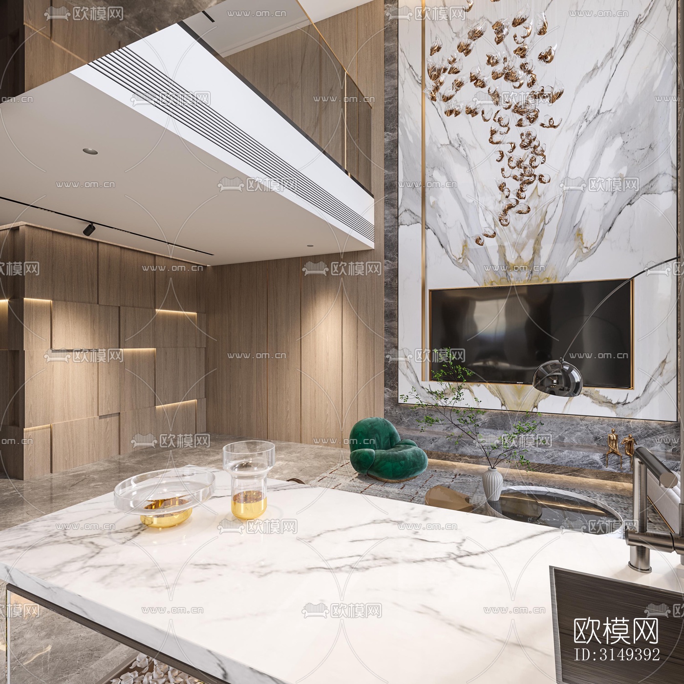 现代平层效果图下载（渲染图6）