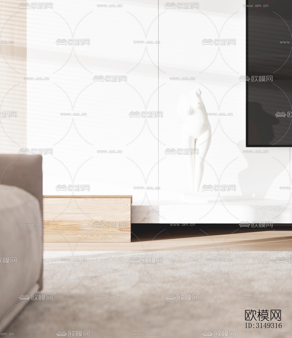 现代平层效果图下载（渲染图3）