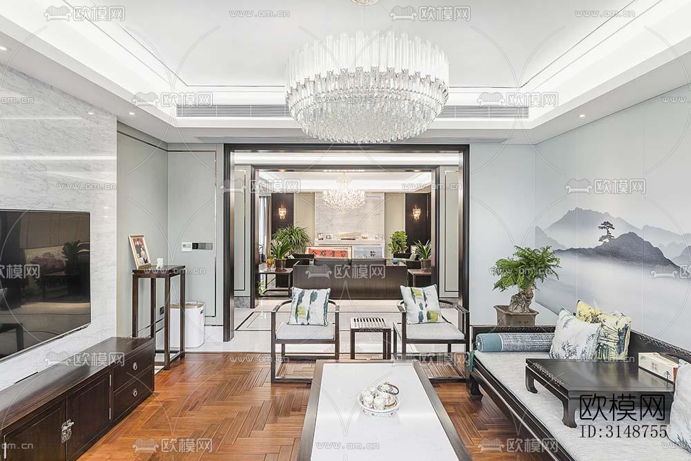 中式平层效果图下载（渲染图10）