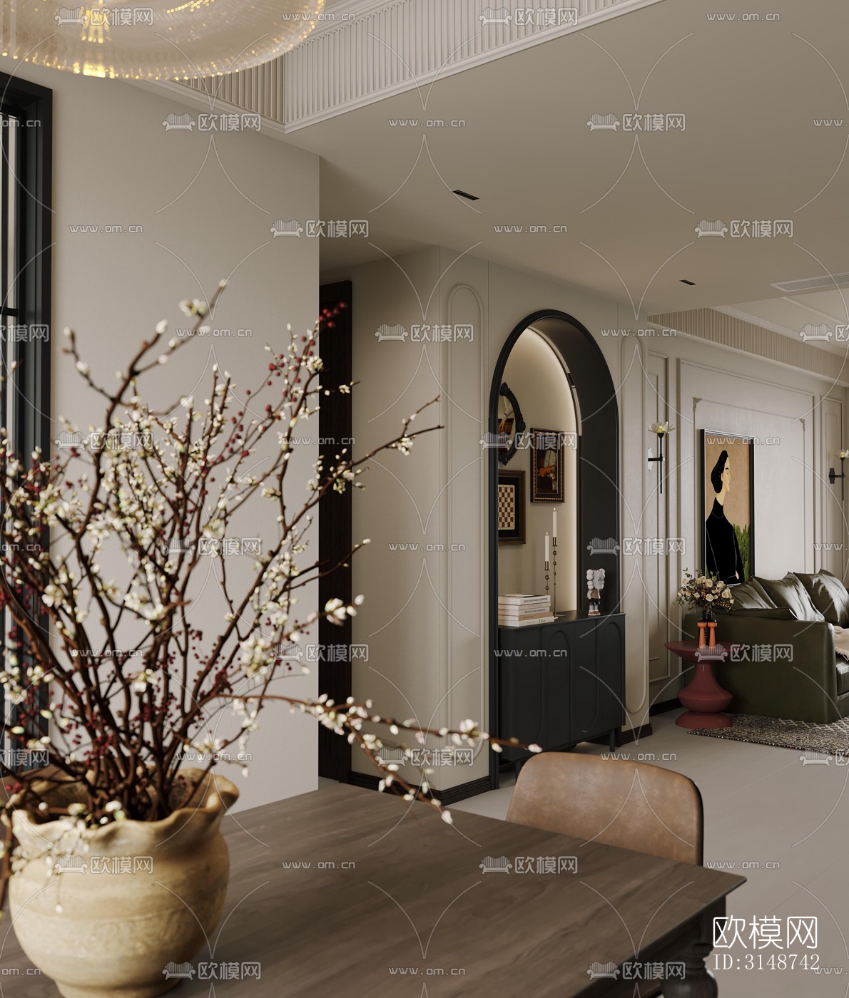 中古风平层效果图下载（渲染图1）