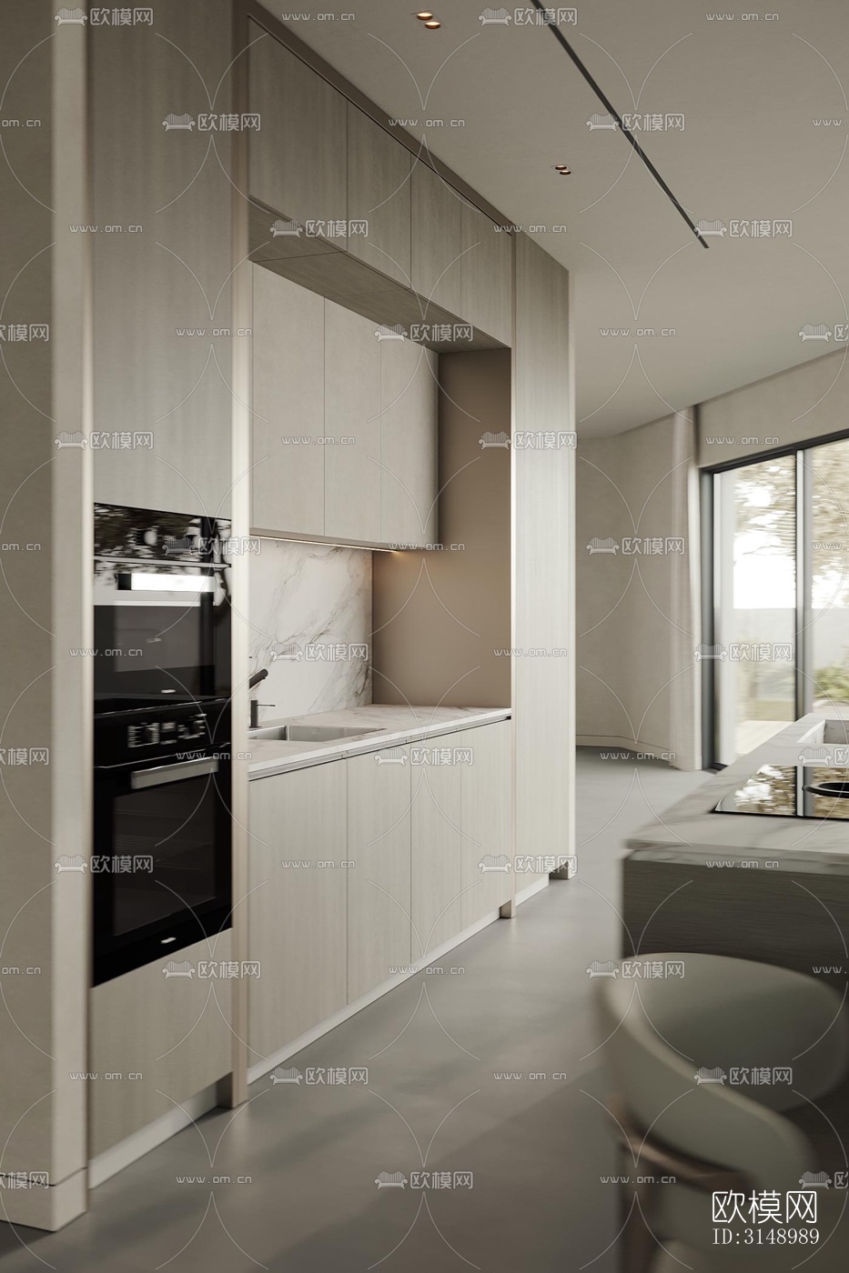 奶油风平层效果图下载（渲染图4）