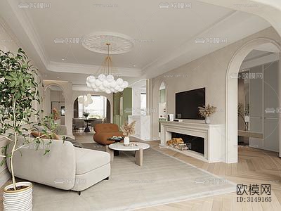 法式平层效果图下载（渲染图8）