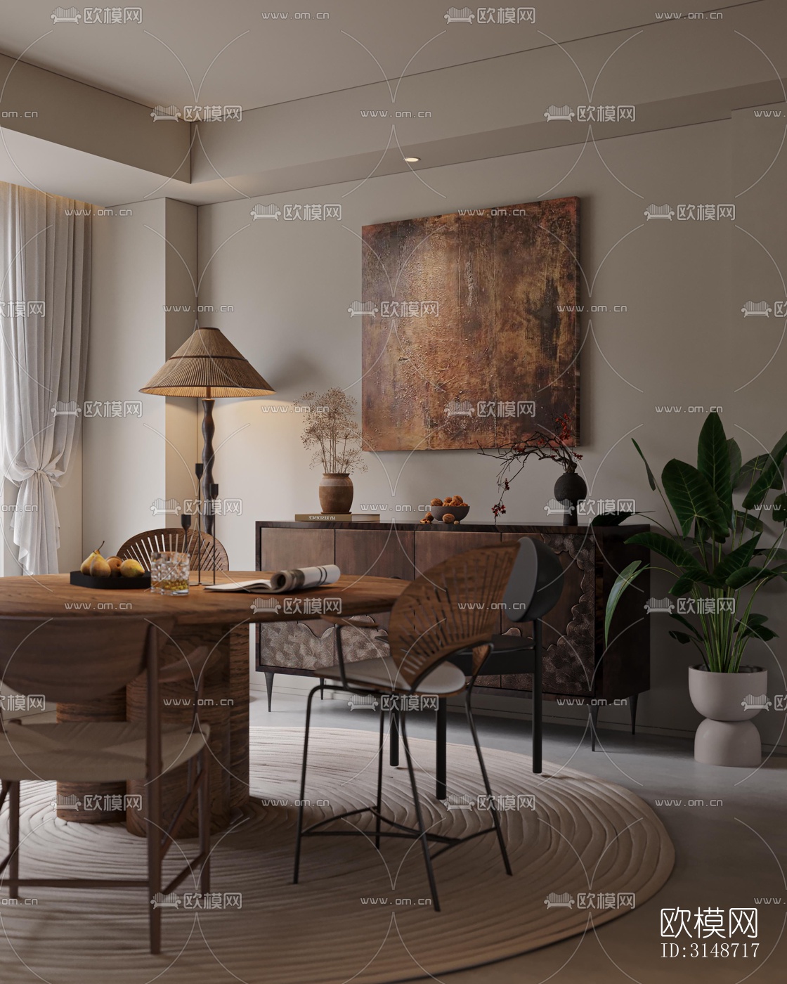 中古风平层效果图下载（渲染图3）