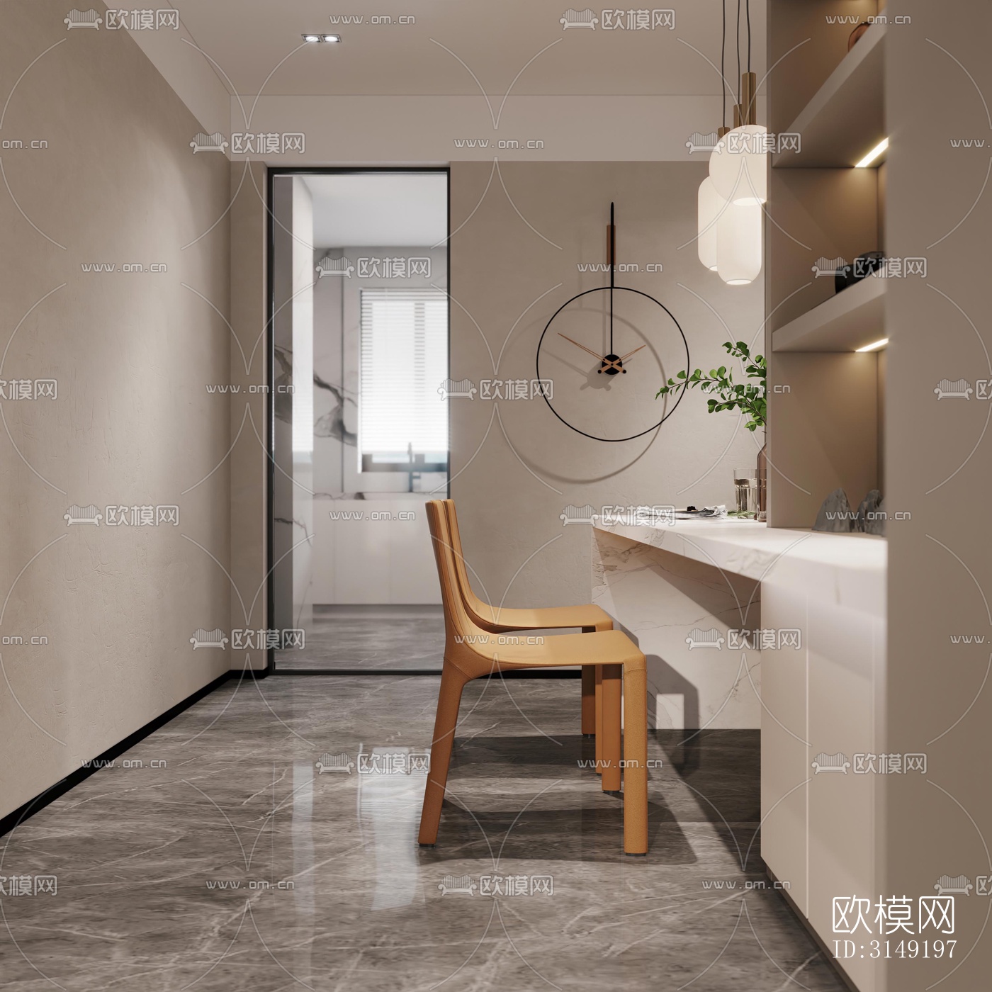 现代平层效果图下载（渲染图12）