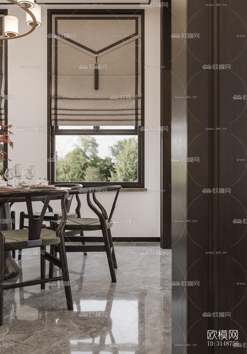 中式平层效果图下载（渲染图10）