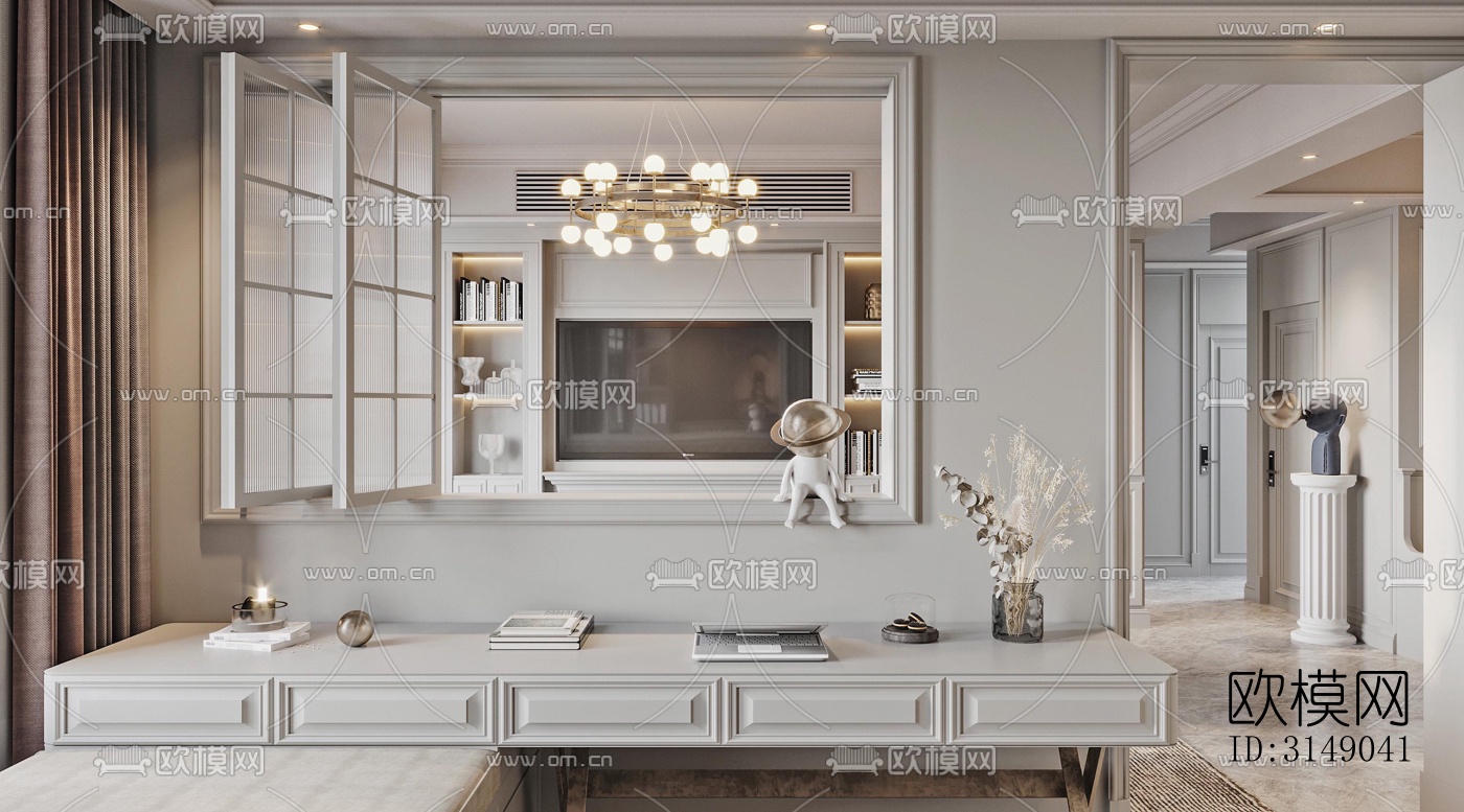 欧式平层效果图下载（渲染图4）