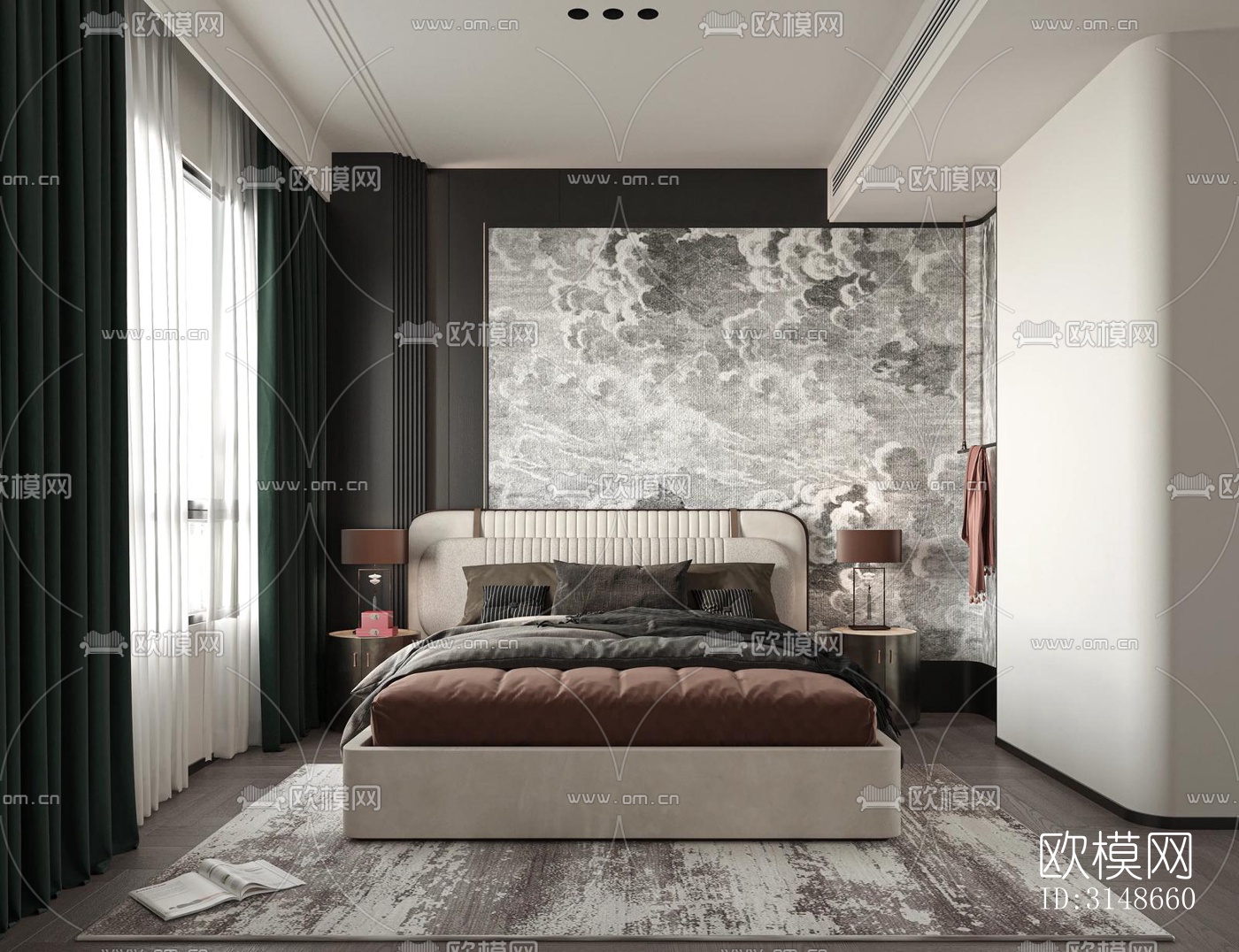 现代大平层效果图下载（渲染图3）