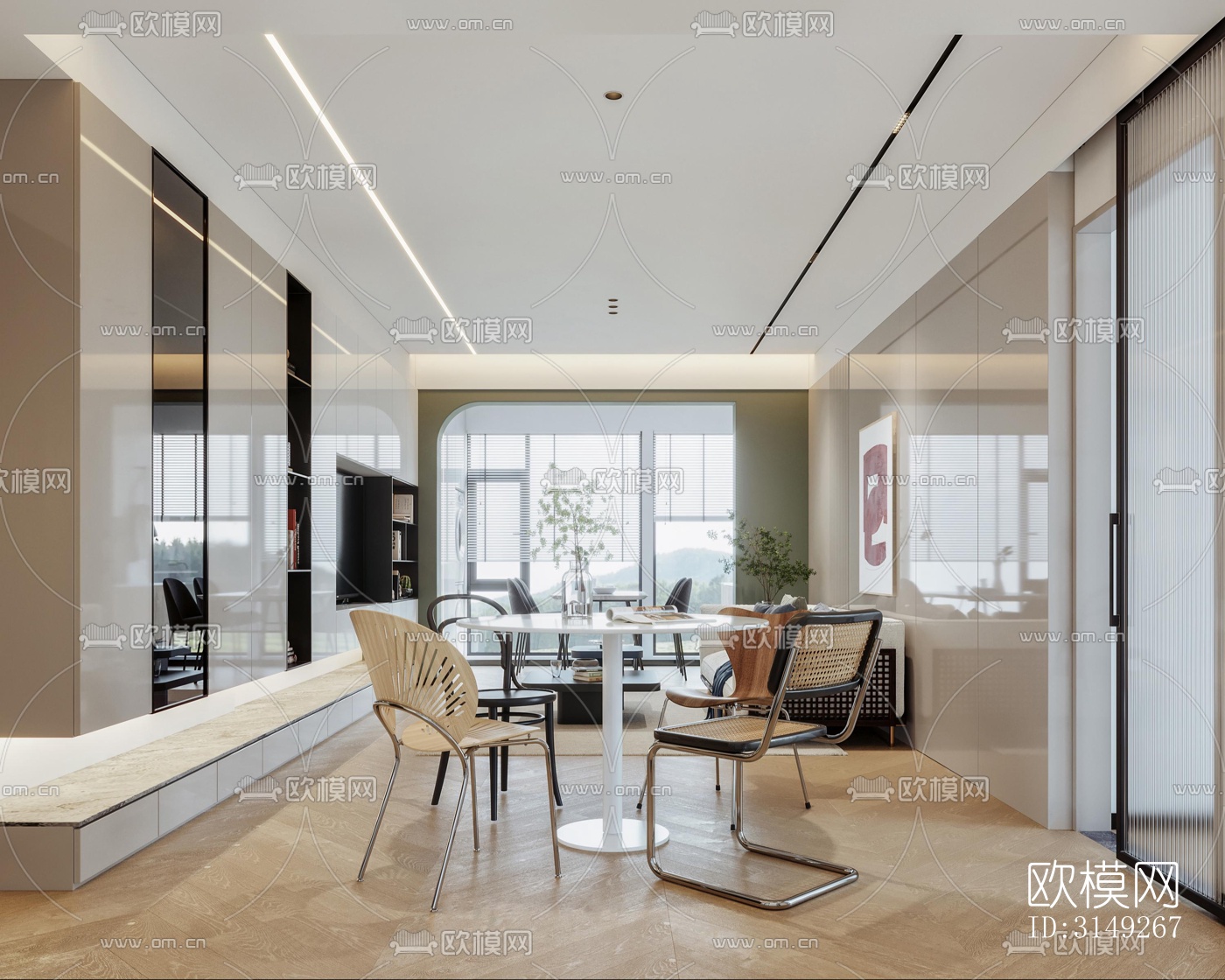 现代平层效果图下载（渲染图4）