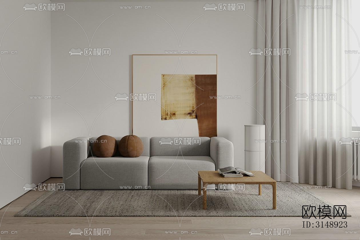 奶油风平层效果图下载（渲染图12）