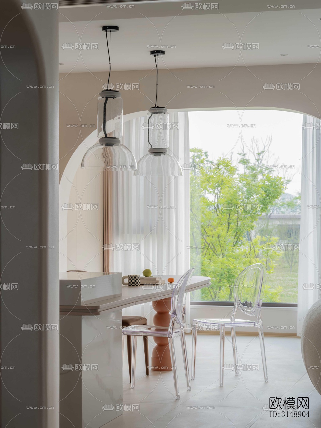 奶油风平层效果图下载（渲染图17）