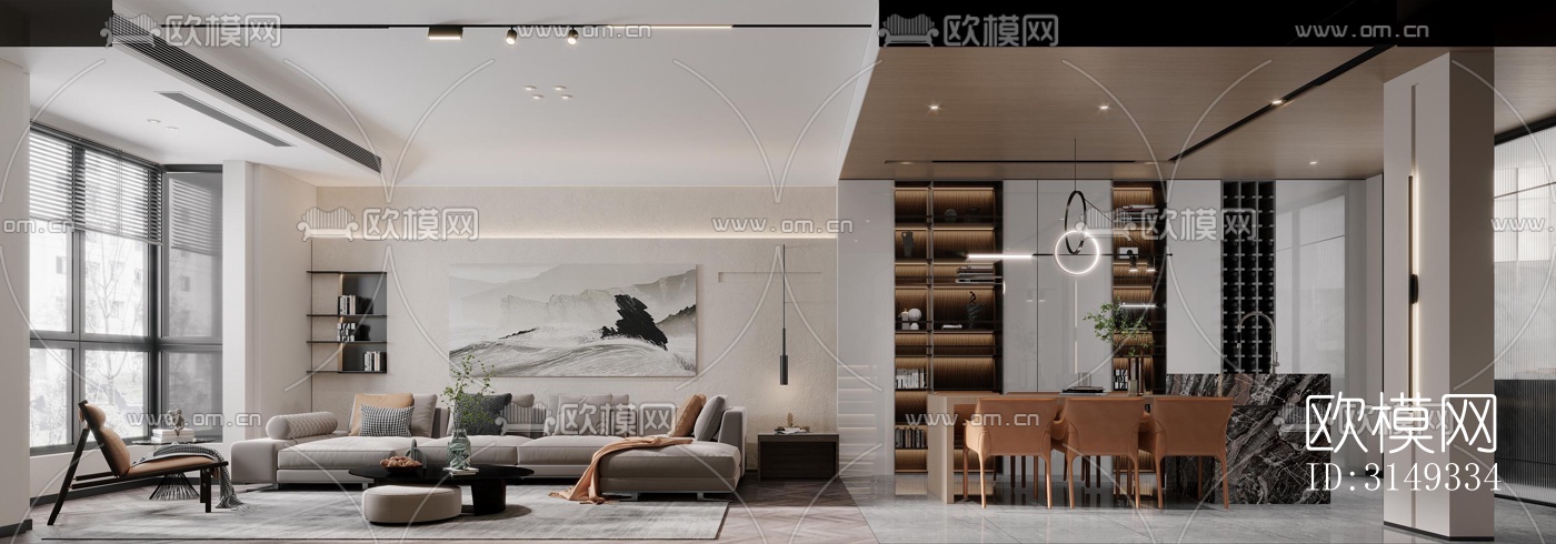 现代平层效果图下载（渲染图7）