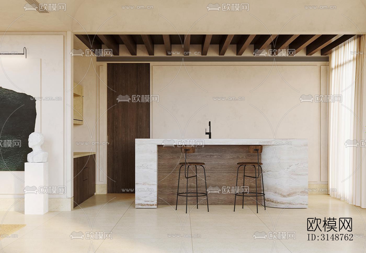 侘寂平层效果图下载（渲染图4）