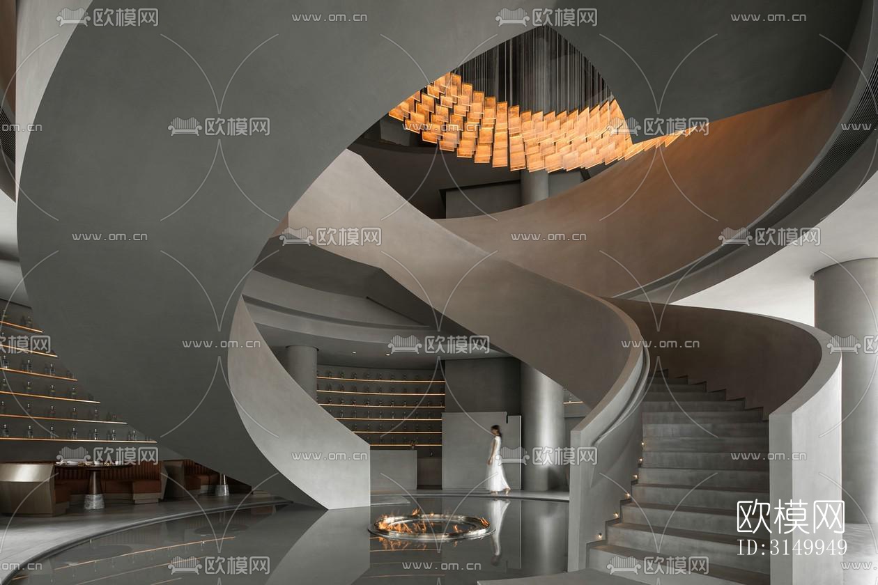 高级灰火锅烤肉效果图下载（渲染图1）