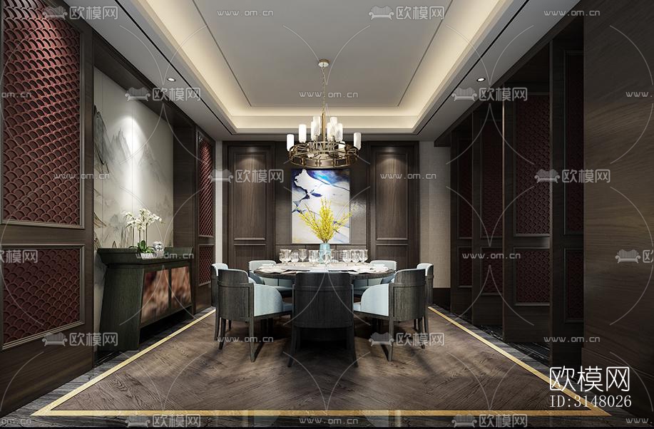 新中式酒店民宿效果图下载（渲染图7）