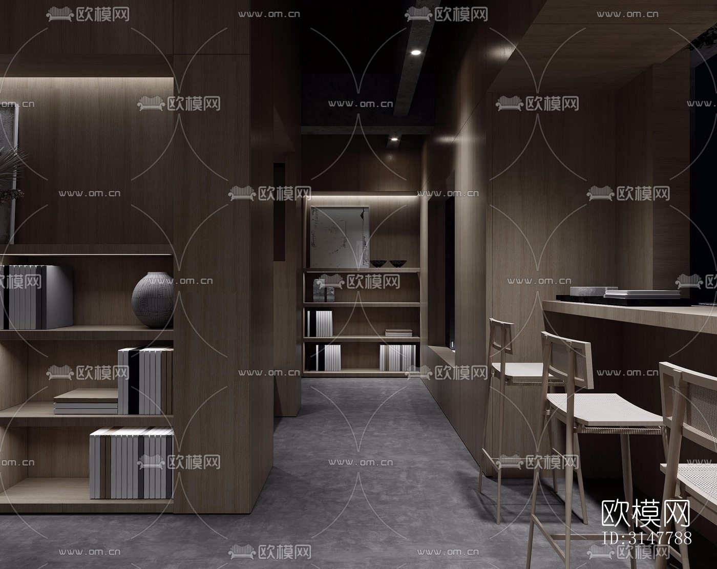 高级灰图书馆效果图下载（渲染图15）