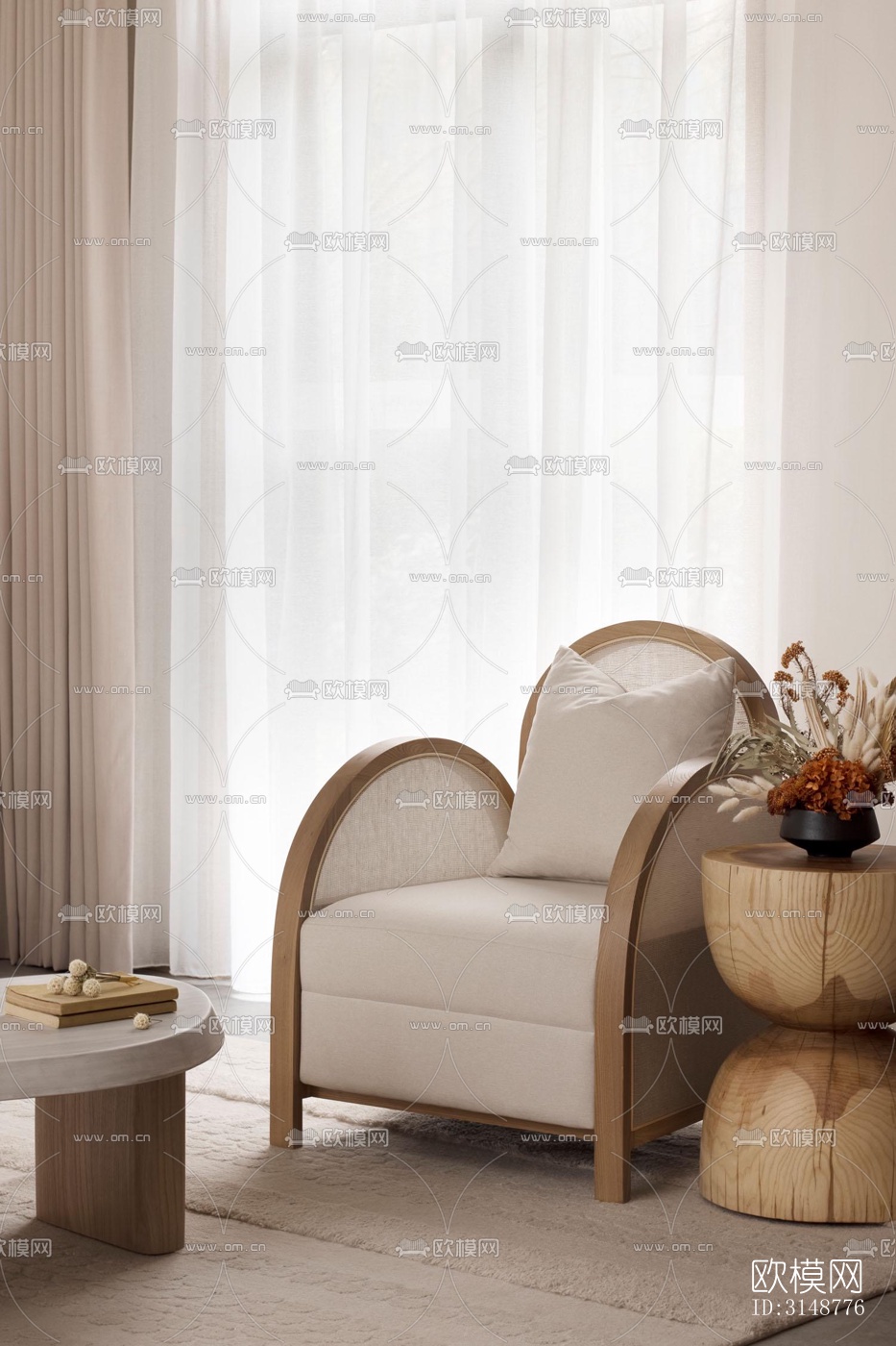 侘寂平层效果图下载（渲染图3）