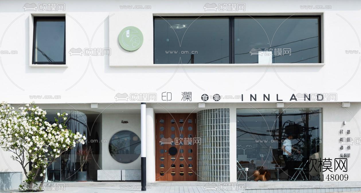 奶油风酒店民宿效果图下载（渲染图1）