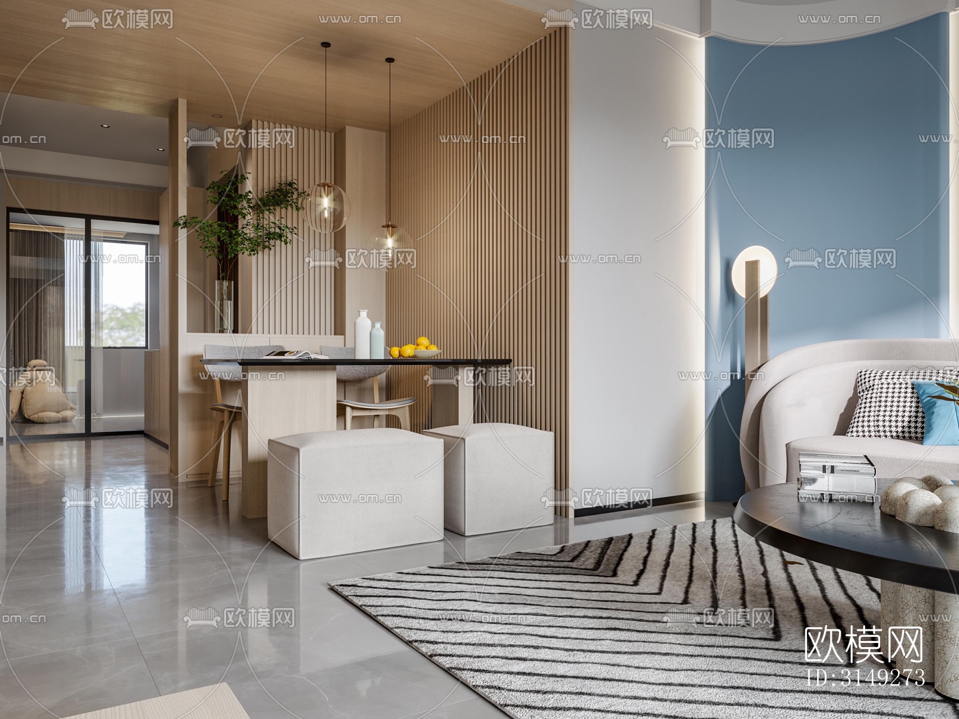 现代平层效果图下载（渲染图8）