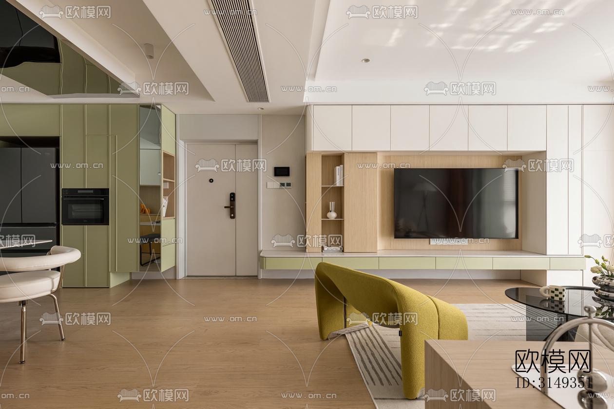 现代平层效果图下载（渲染图6）