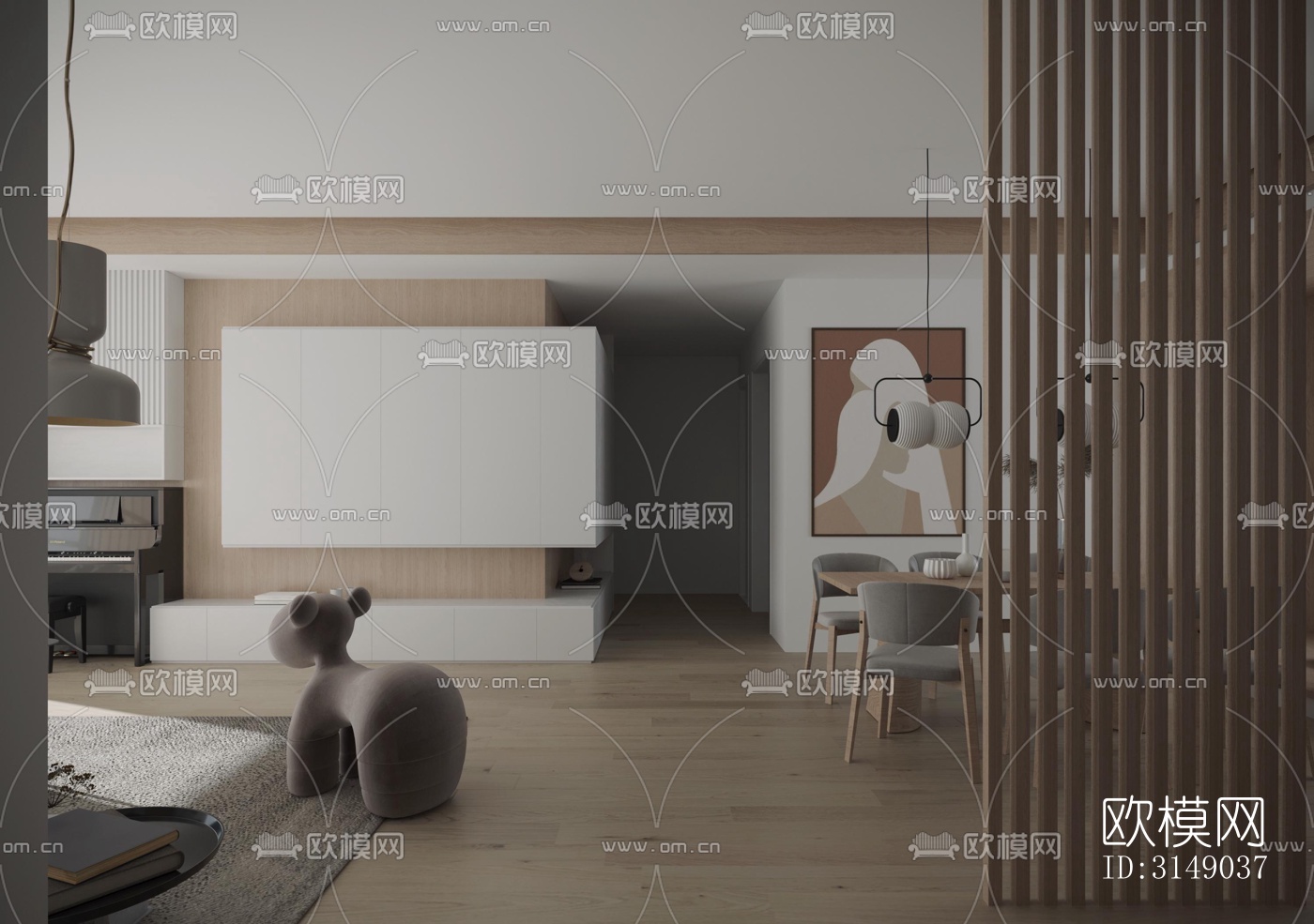 日式平层效果图下载（渲染图13）