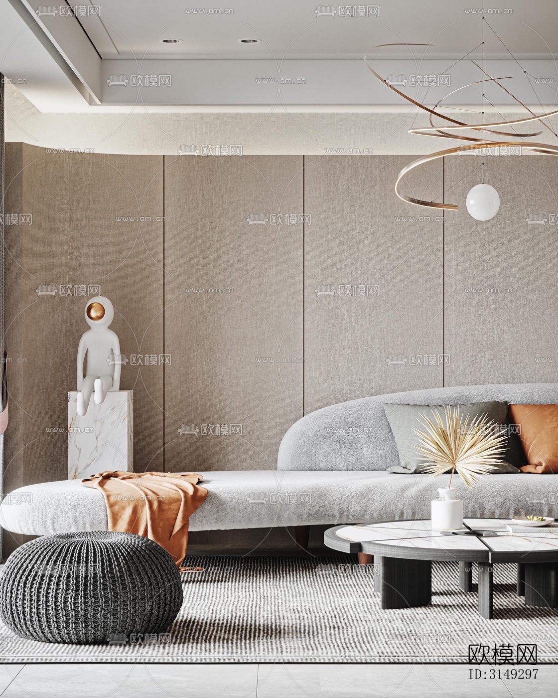 现代平层效果图下载（渲染图7）