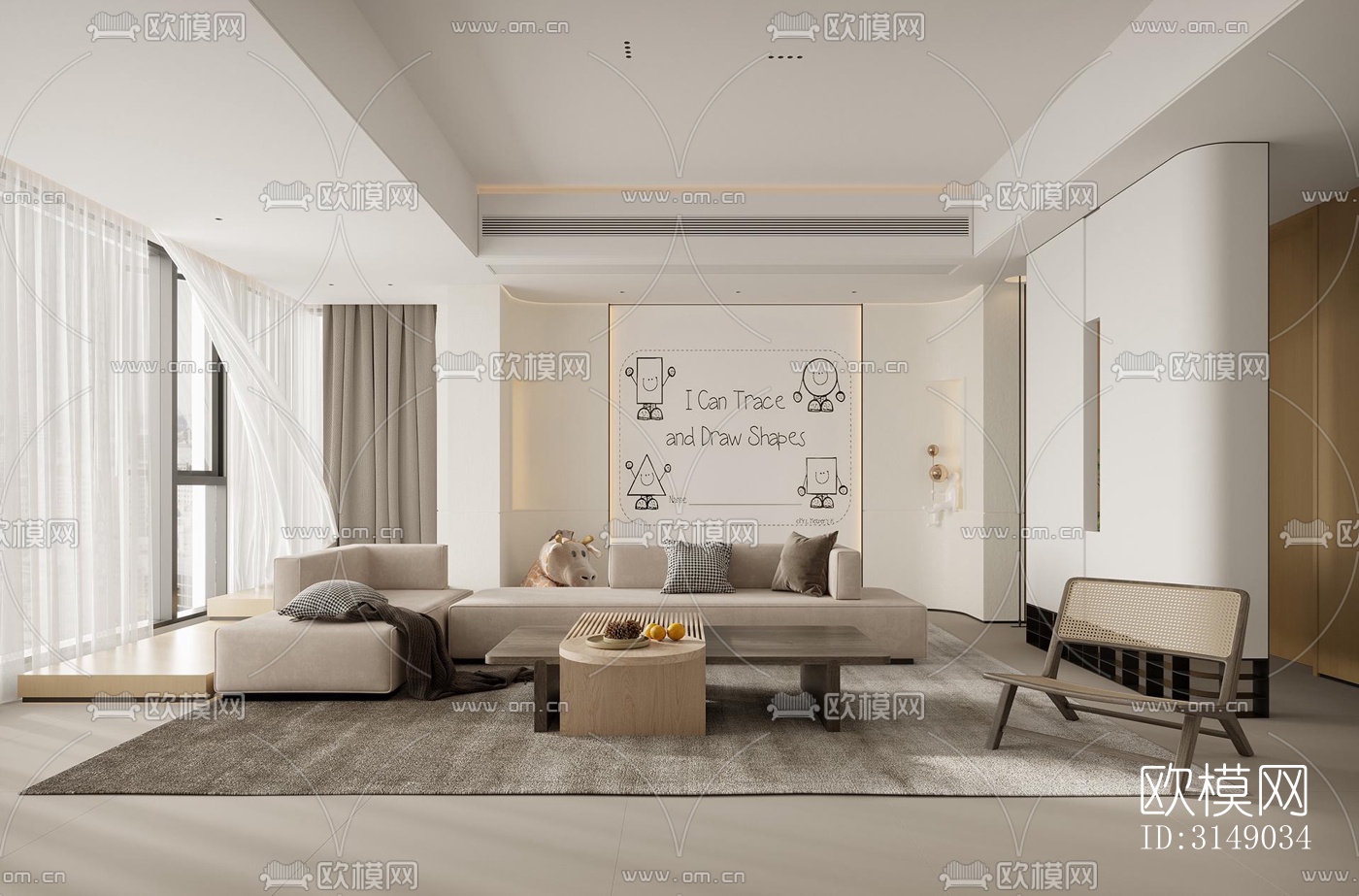 日式平层效果图下载（渲染图3）