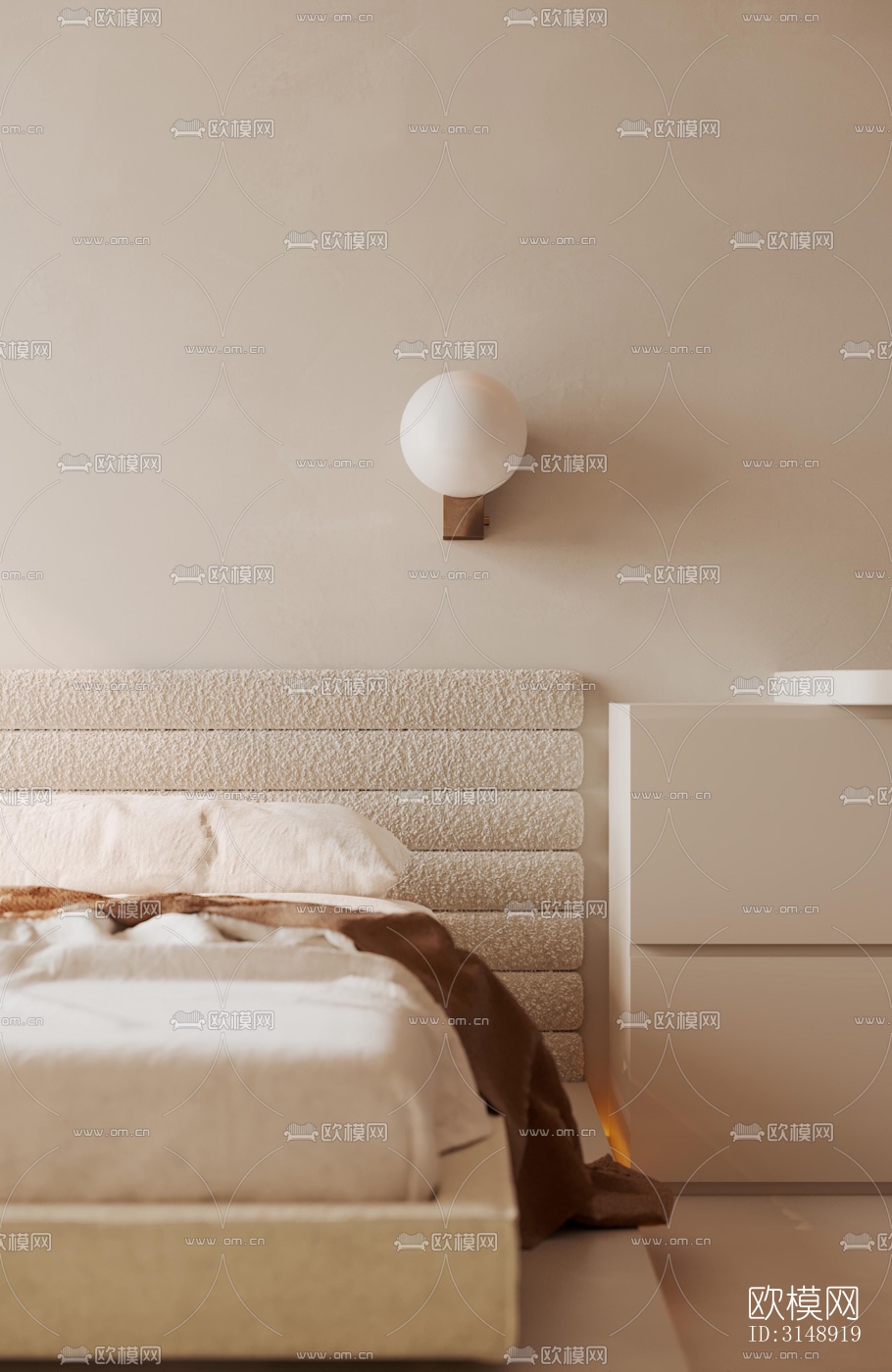 奶油风平层效果图下载（渲染图11）