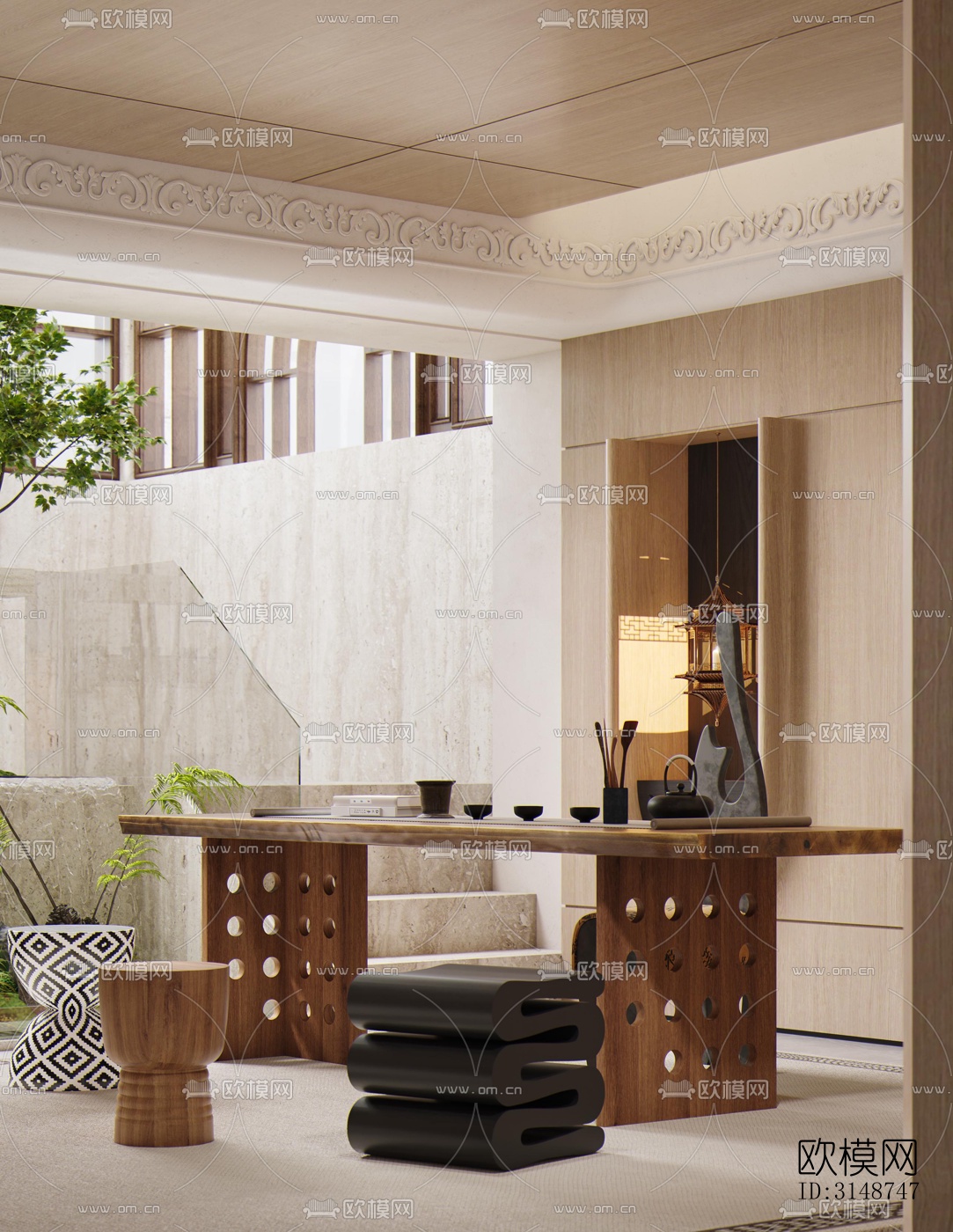 中古风平层效果图下载（渲染图11）