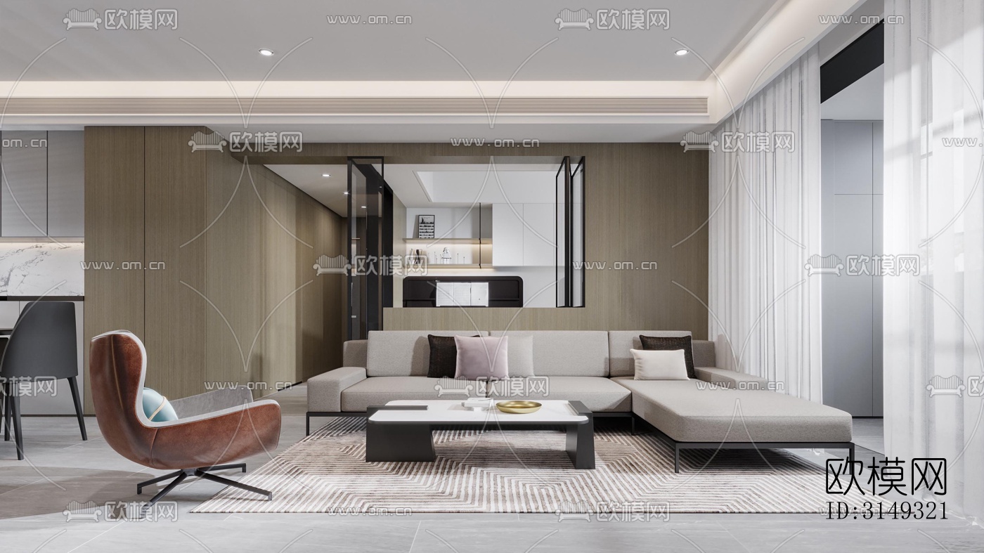 现代平层效果图下载（渲染图9）