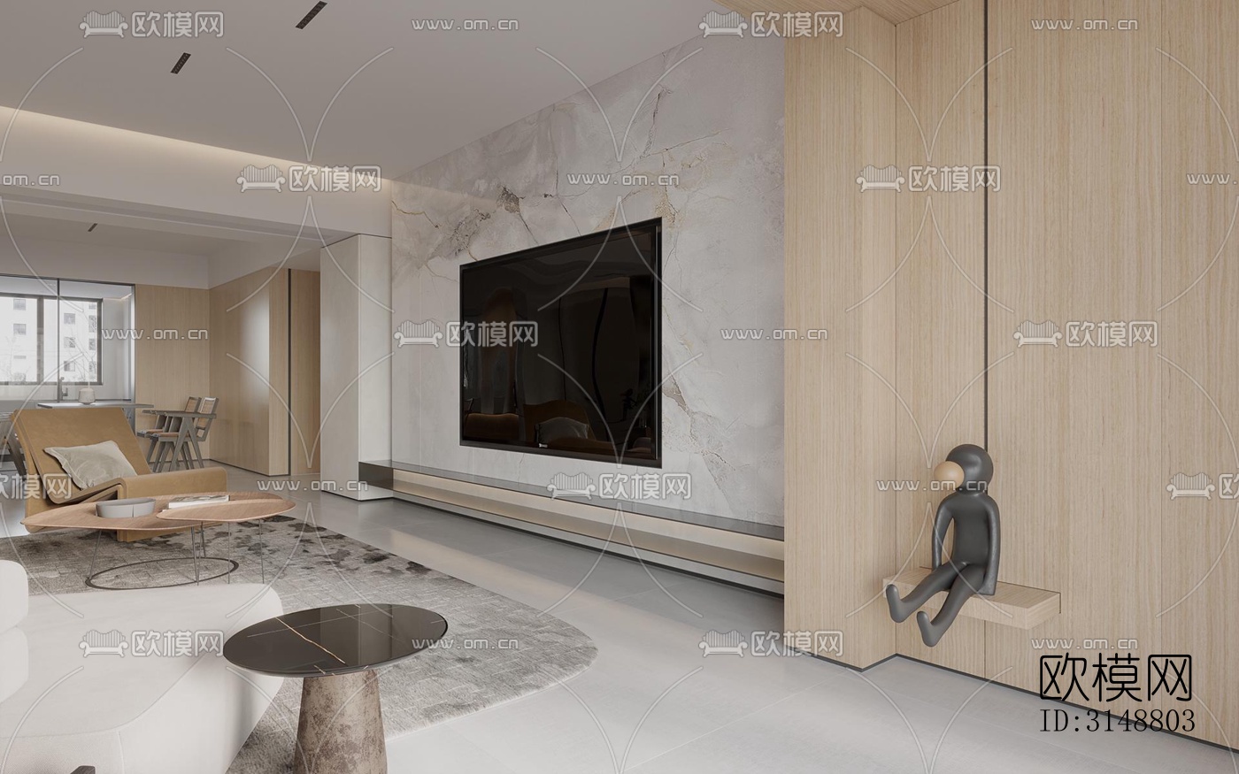 侘寂平层效果图下载（渲染图3）