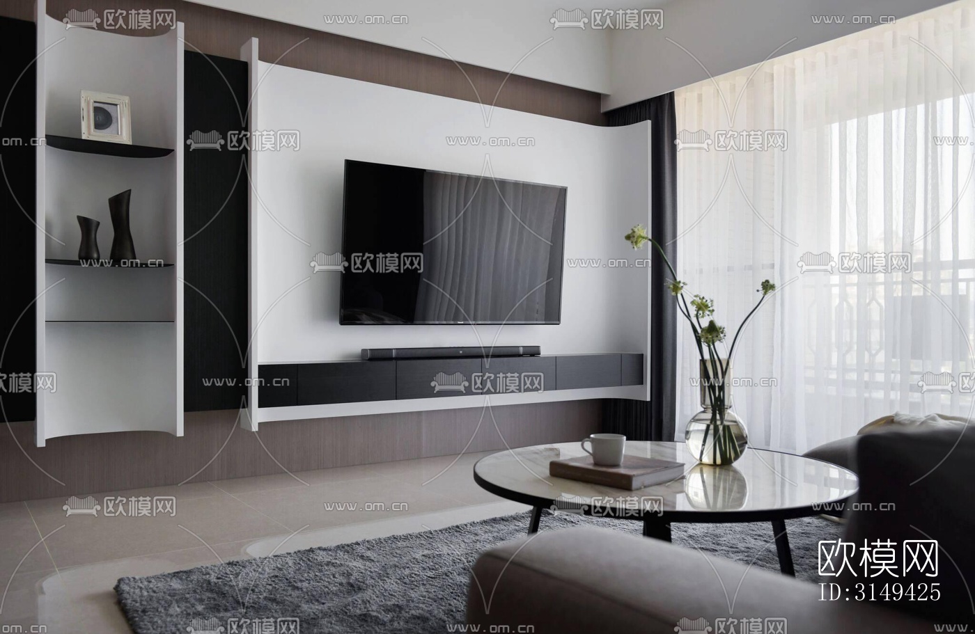 现代平层效果图下载（渲染图14）