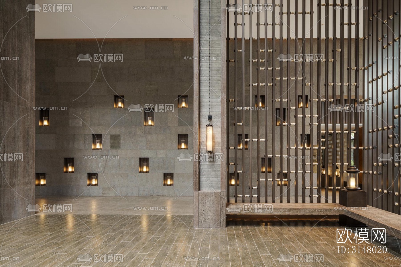 新中式酒店民宿效果图下载（渲染图17）