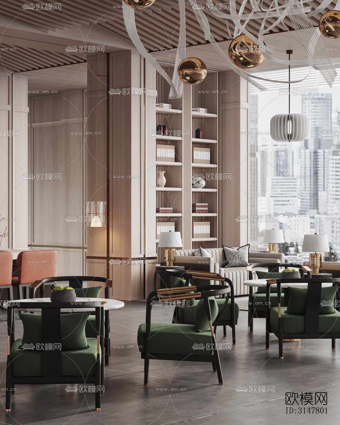 新中式售楼处效果图下载（渲染图8）