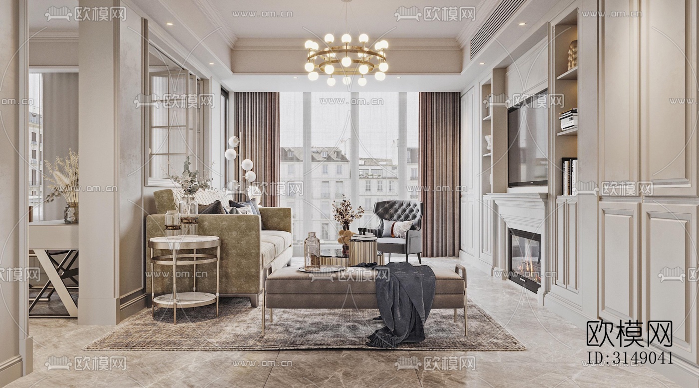 欧式平层效果图下载（渲染图2）
