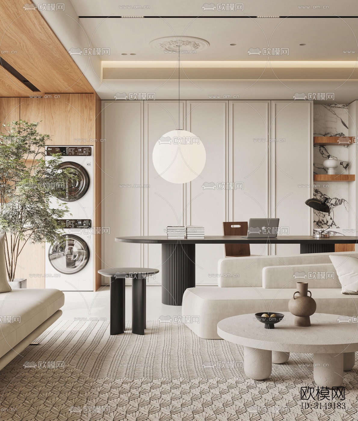 现代平层效果图下载（渲染图9）