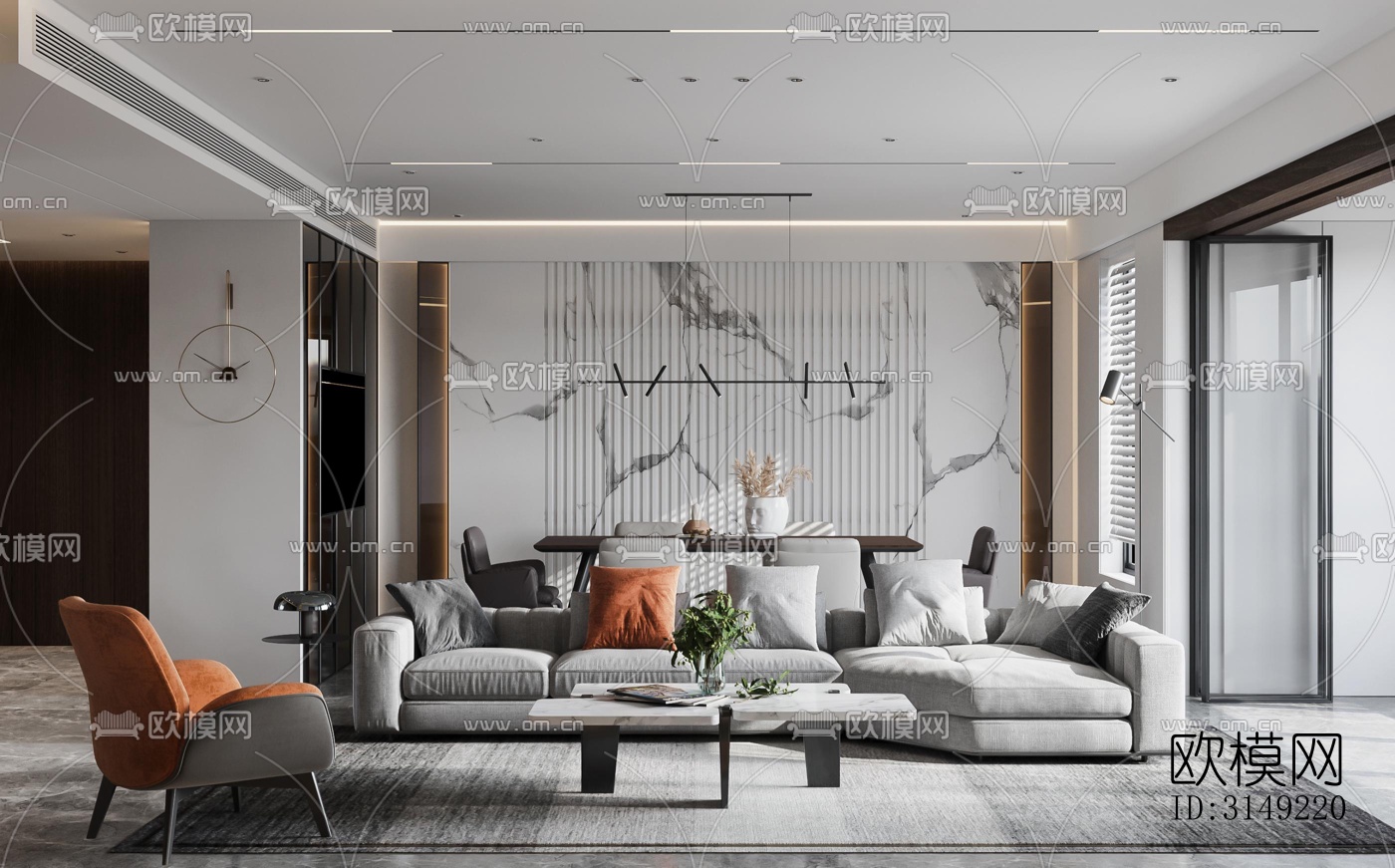 现代平层效果图下载（渲染图14）