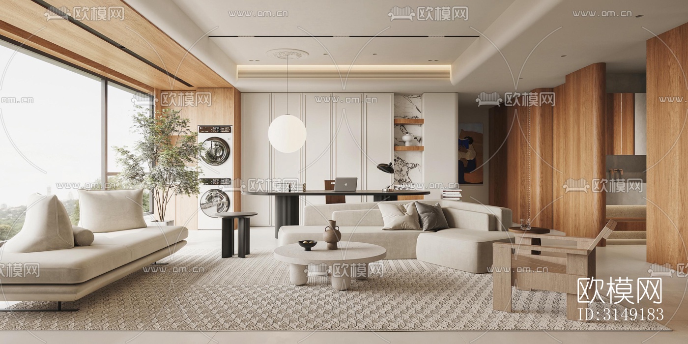 现代平层效果图下载（渲染图10）