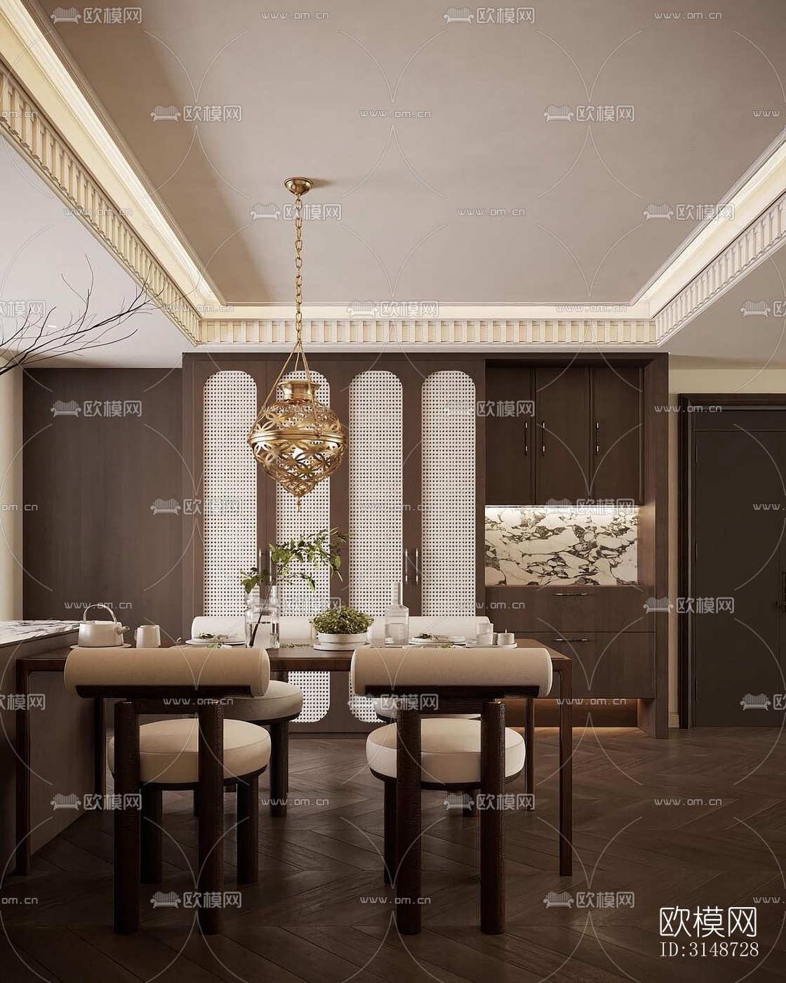 中古风平层效果图下载（渲染图4）