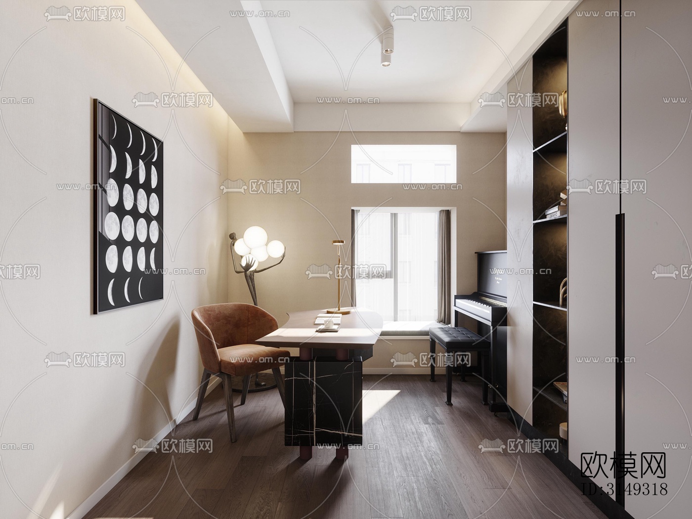 现代平层效果图下载（渲染图8）