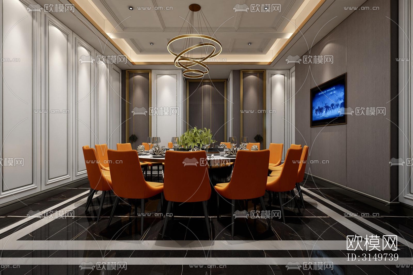 欧式中餐厅效果图下载（渲染图4）