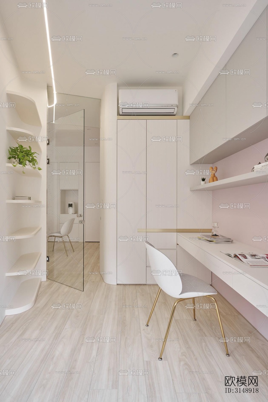 奶油风平层效果图下载（渲染图14）