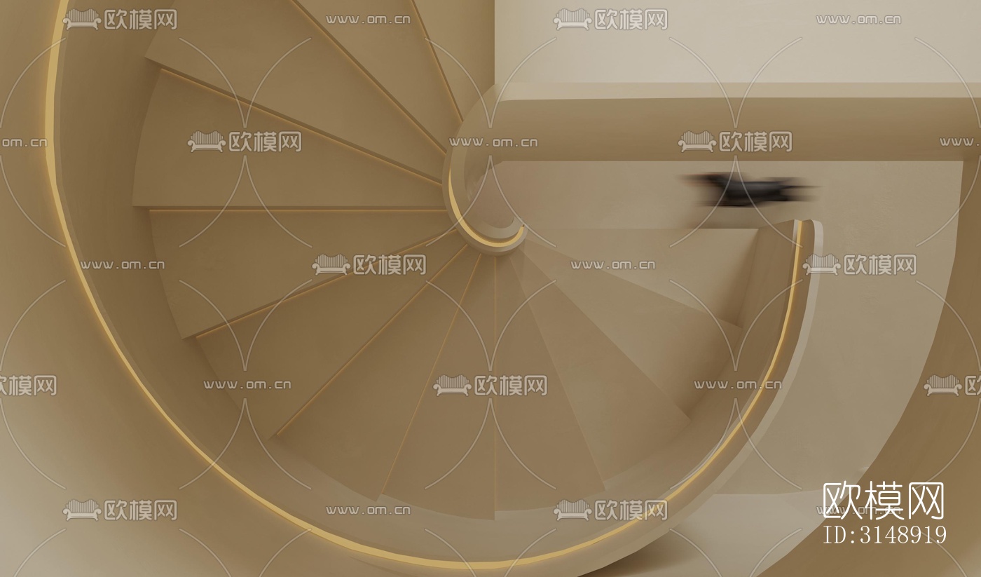 奶油风平层效果图下载（渲染图2）