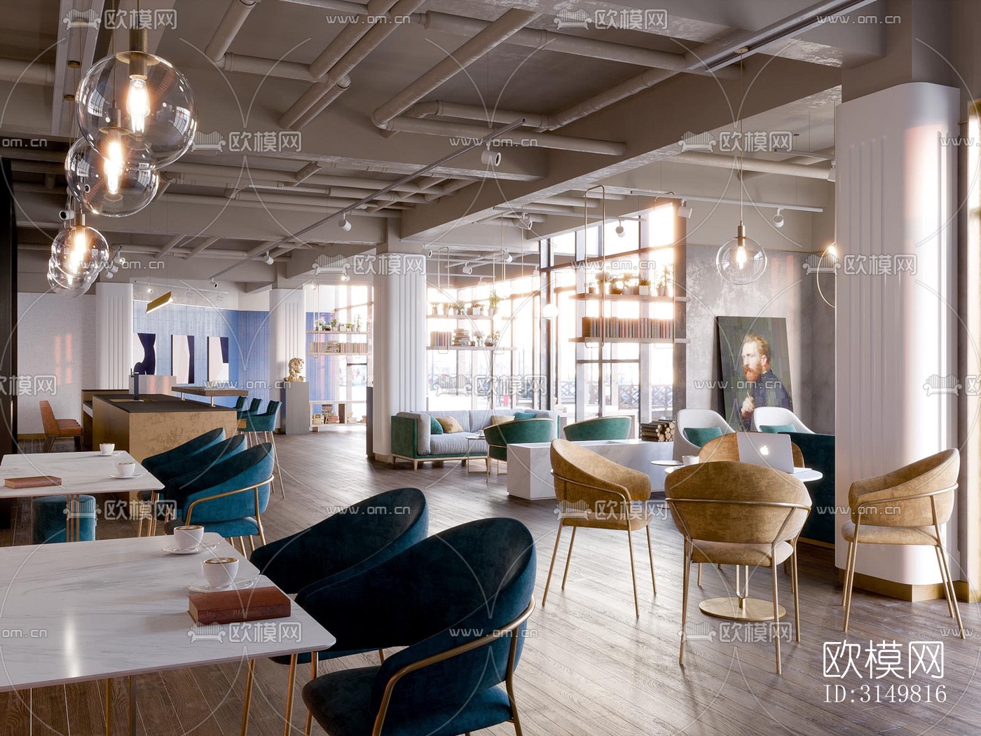 工业风咖啡奶茶效果图下载（渲染图5）