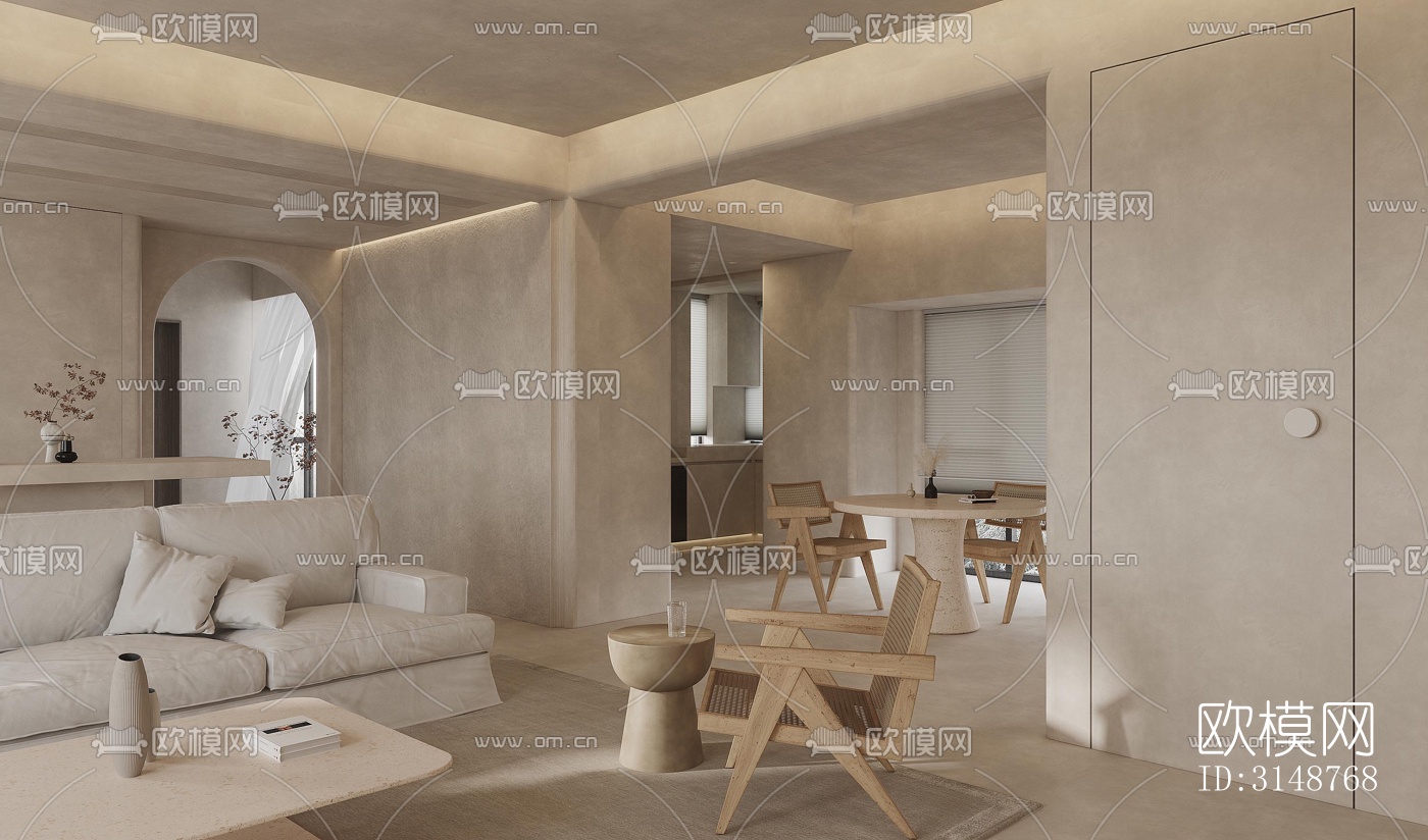 侘寂平层效果图下载（渲染图2）