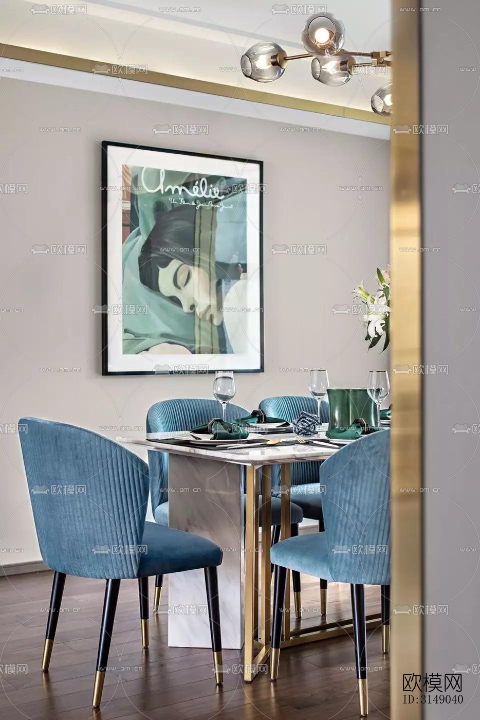 欧式平层效果图下载（渲染图5）