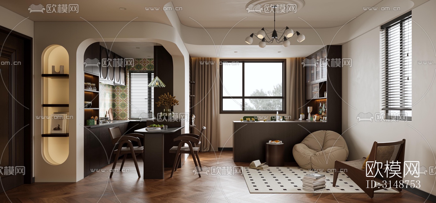 中古风平层效果图下载（渲染图1）