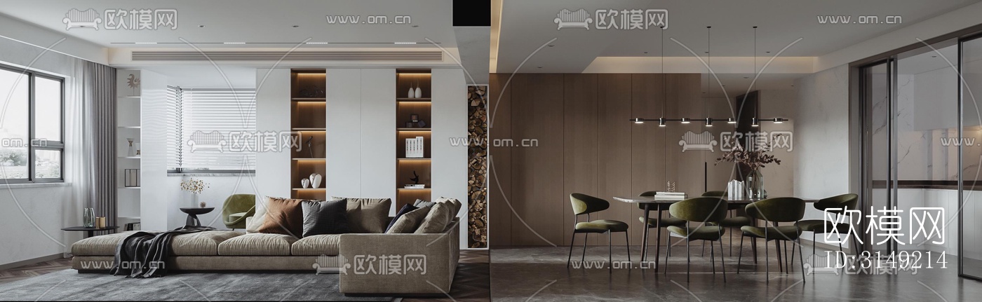 现代平层效果图下载（渲染图6）